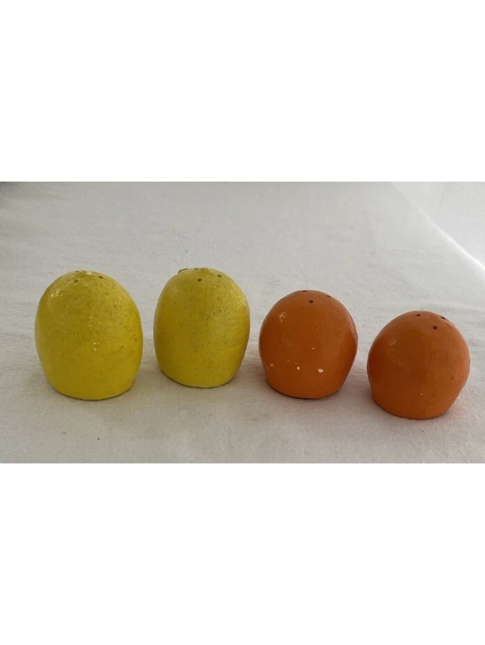2 Sets Of Vintage Florida Orange & Lemon Ceramic Salt And Pepper Shakers Sets